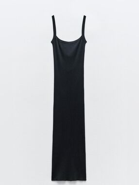 Zara Black Slim Slip Midi Dress